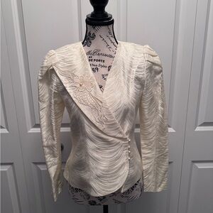 Vintage Ivory Jacquard Blazer | Art Deco Evening Statement Piece